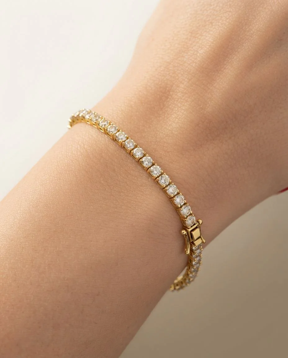 Armband 4er-Krappe 18 Karat Gelbgold · getragen