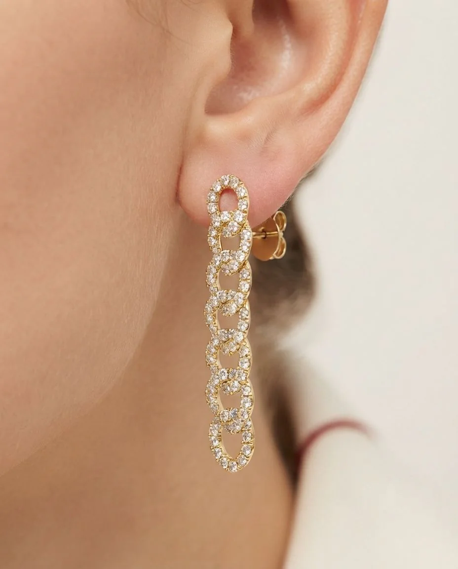 Ohrschmuck 18 Karat Gelbgold · getragen