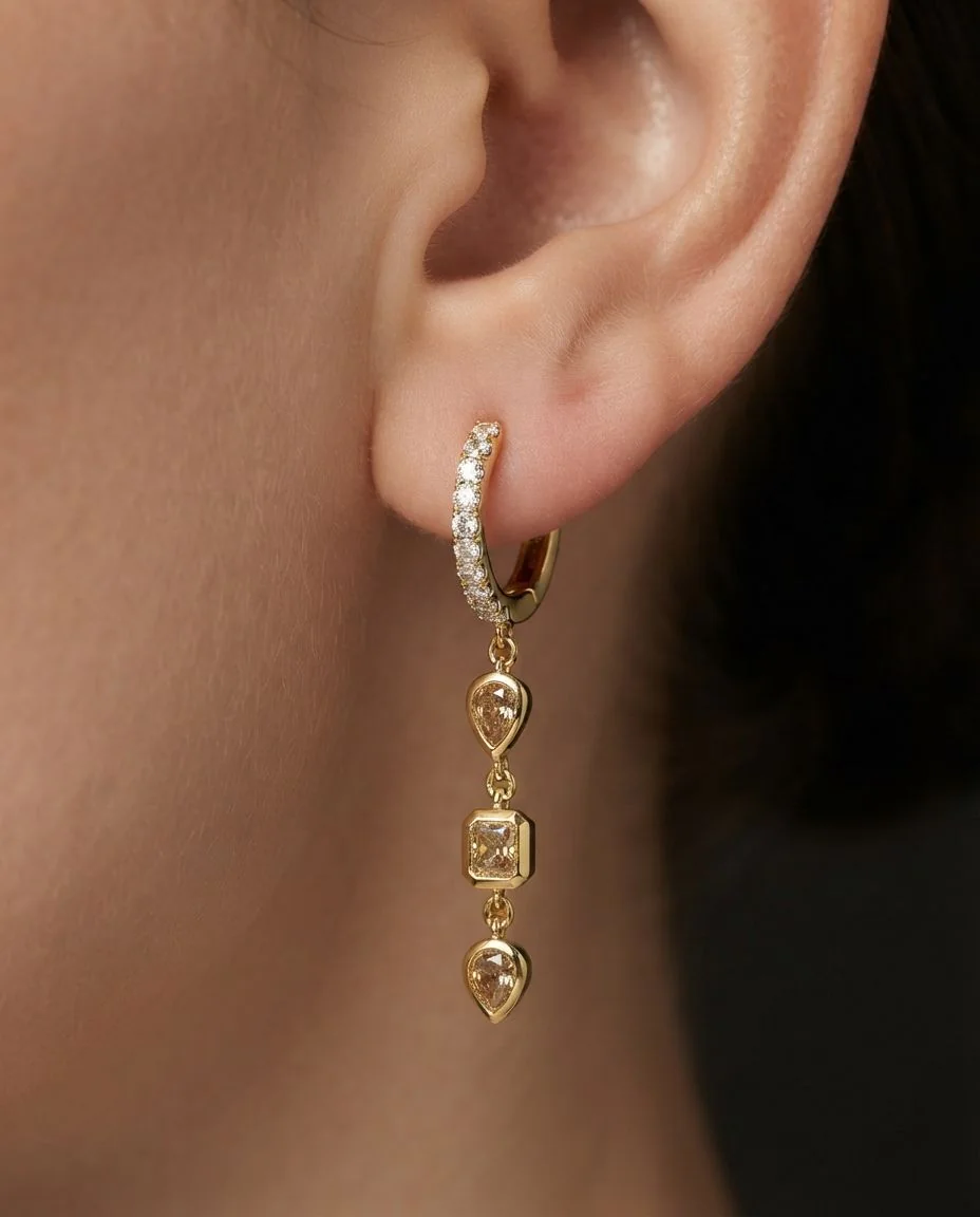 Ohrschmuck 18 Karat Gelbgold · getragen