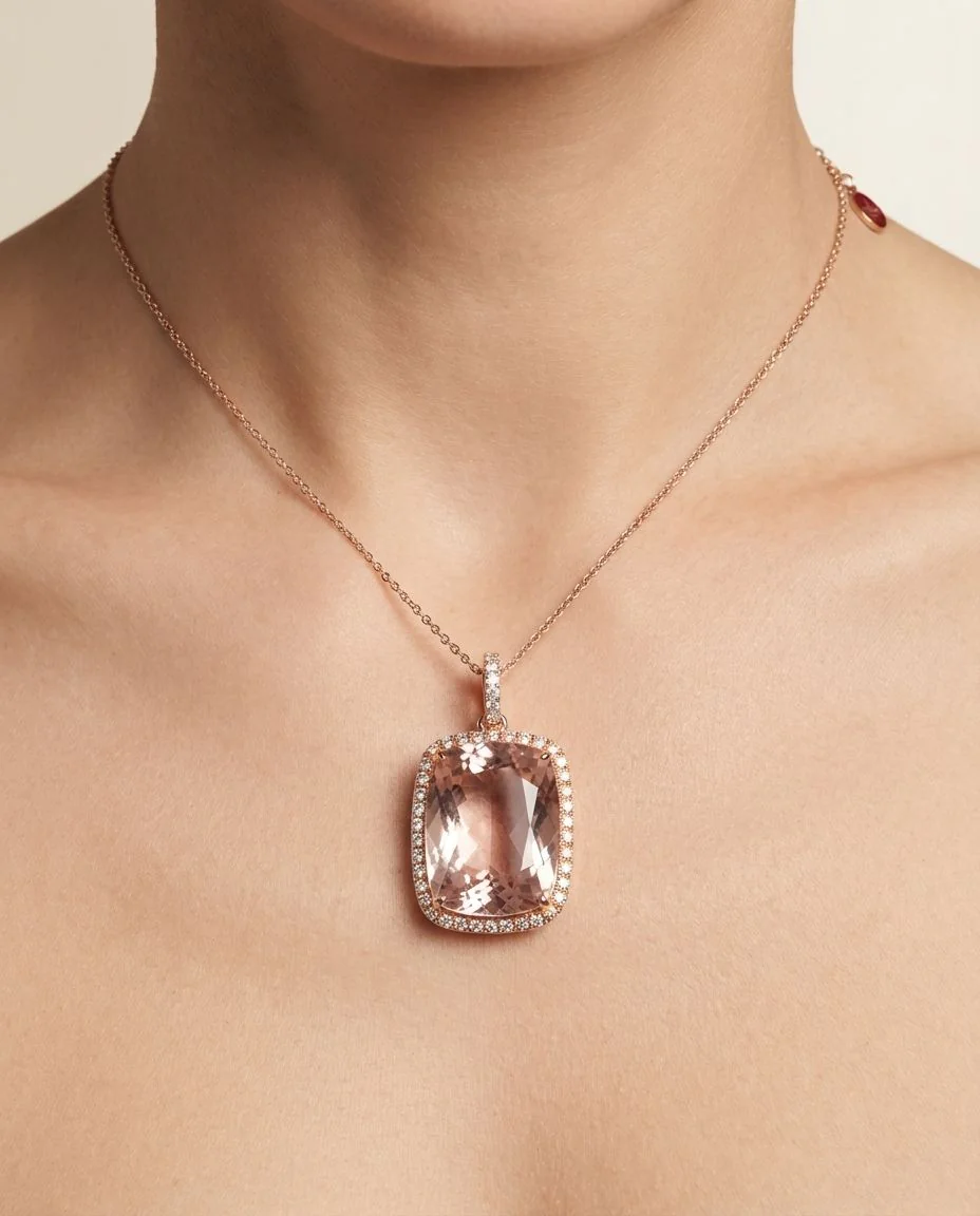 Anhänger 18 Karat Roségold, mit Öse · getragen