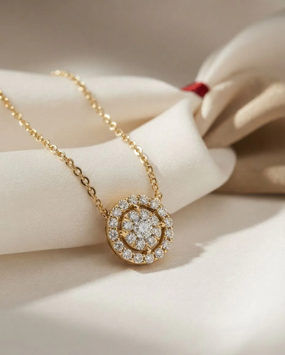 Collier 14 Karat Gelbgold · drapiert