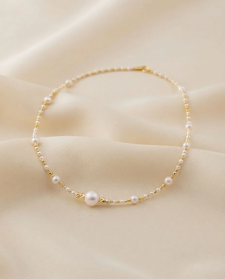 Collier 18 Karat Gelbgold · drapiert