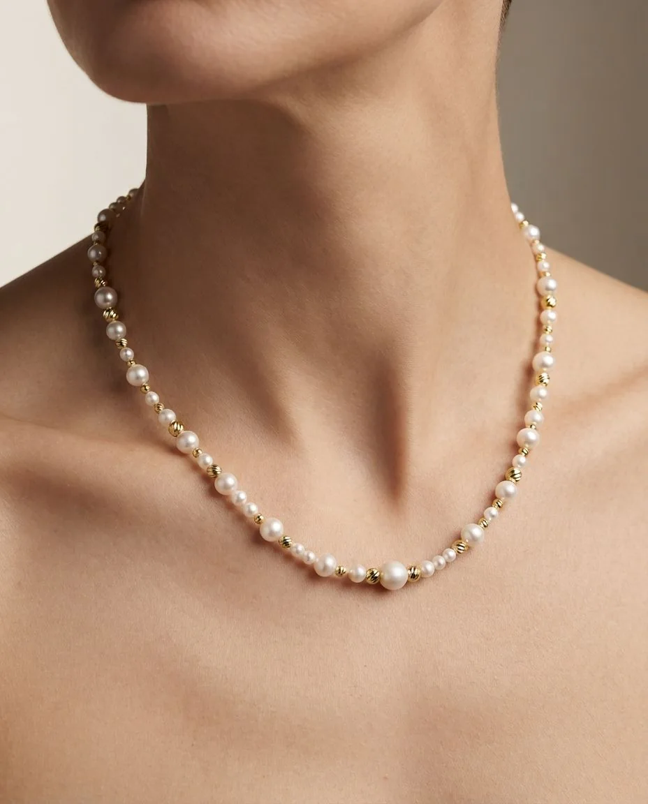 Collier 18 Karat Gelbgold · getragen