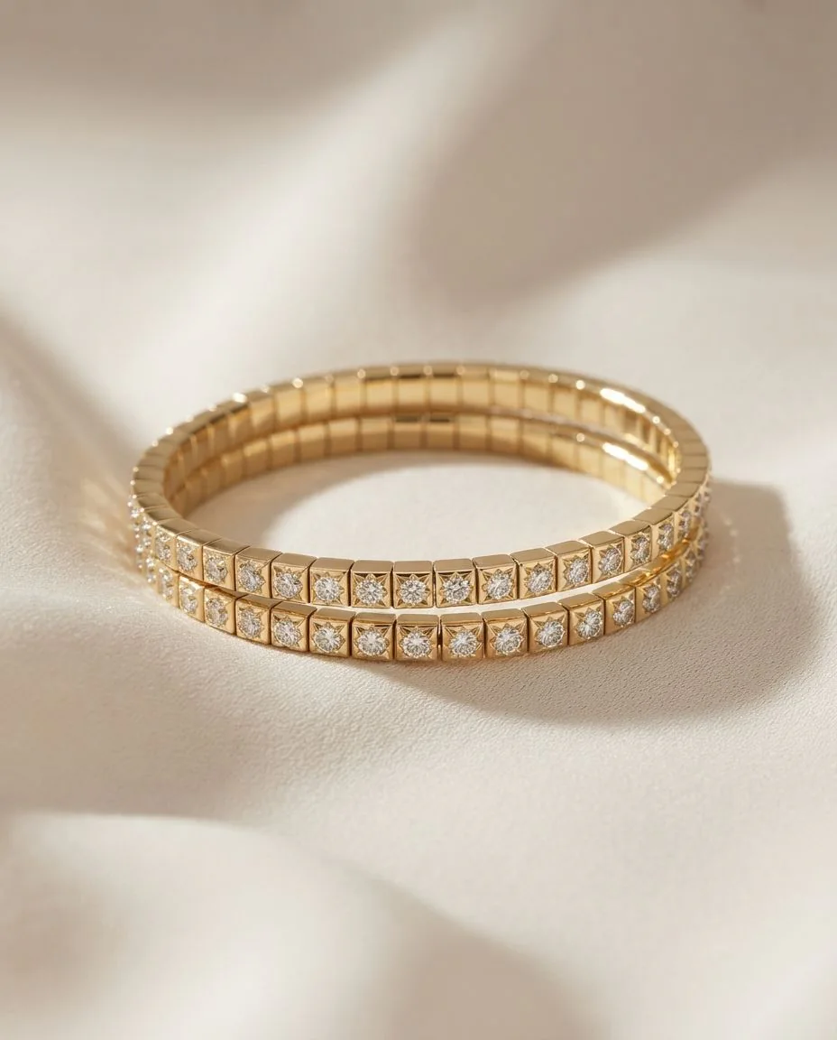 Armband 18 Karat Gelbgold, Flex-Band, variabel · drapiert