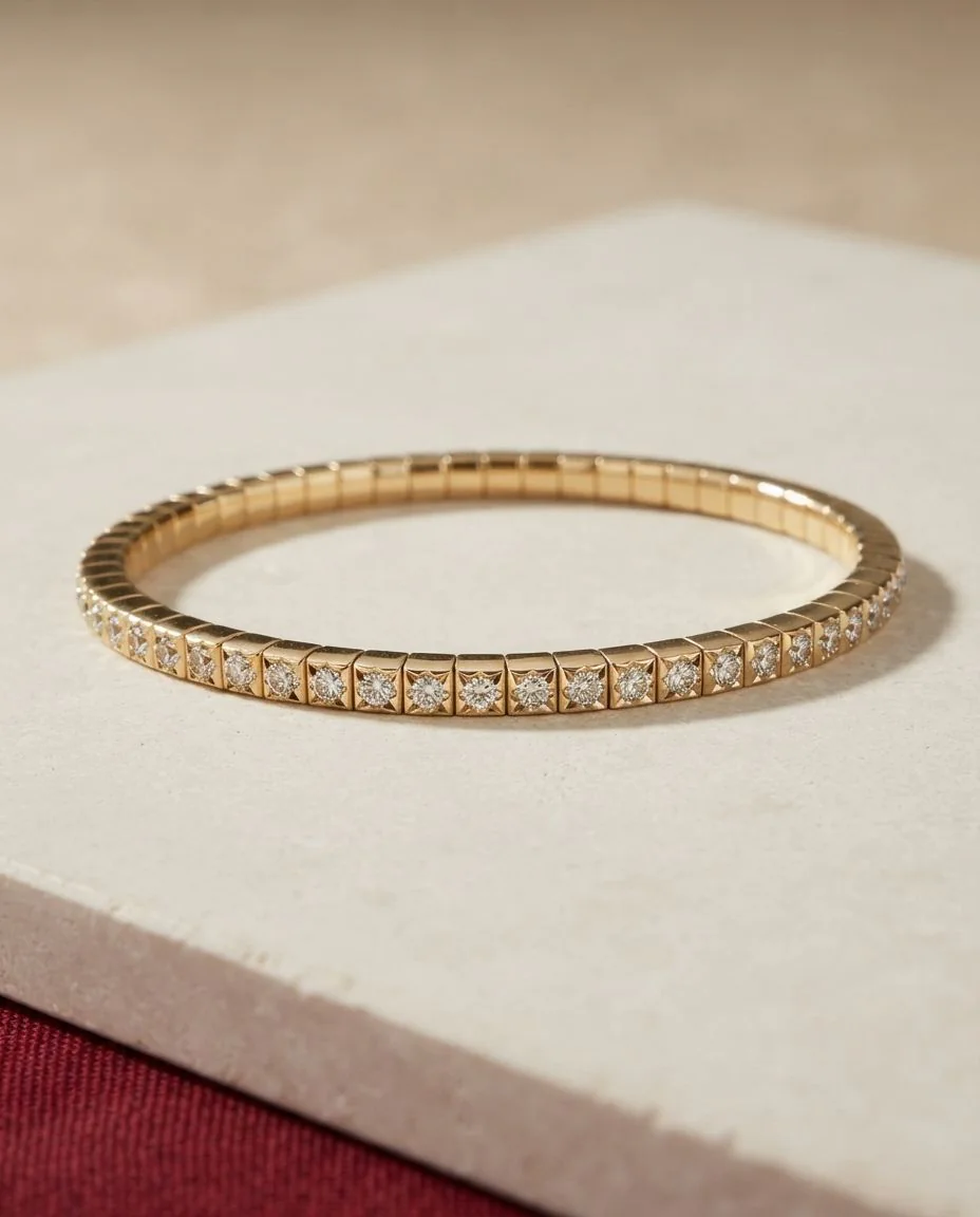 Armband 18 Karat Gelbgold, Flex-Band, variabel · drapiert