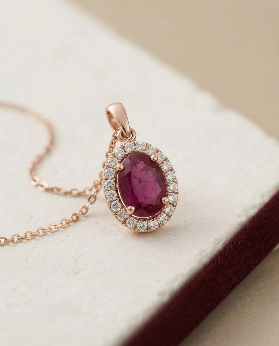 Anhänger 18 Karat Roségold, mit Öse · drapiert