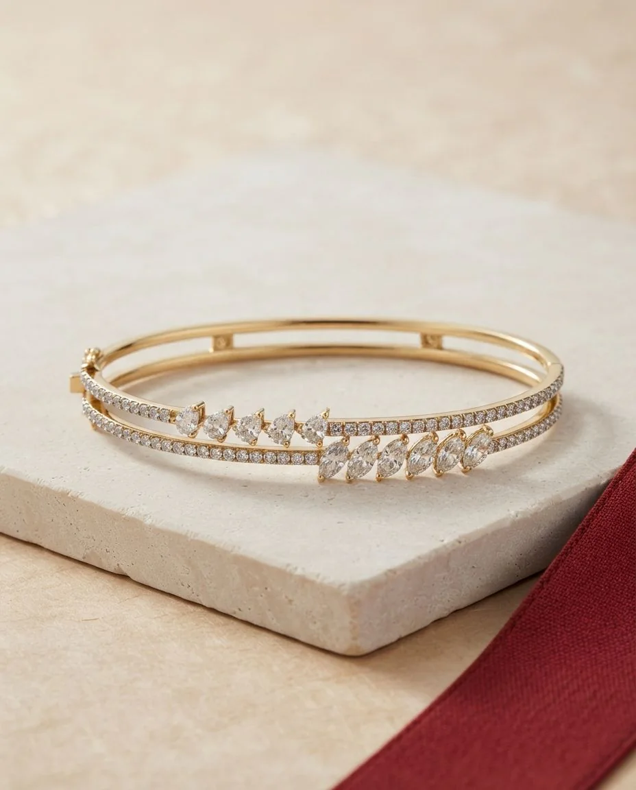 Armreif 18 Karat Gelbgold+Weißgold · drapiert