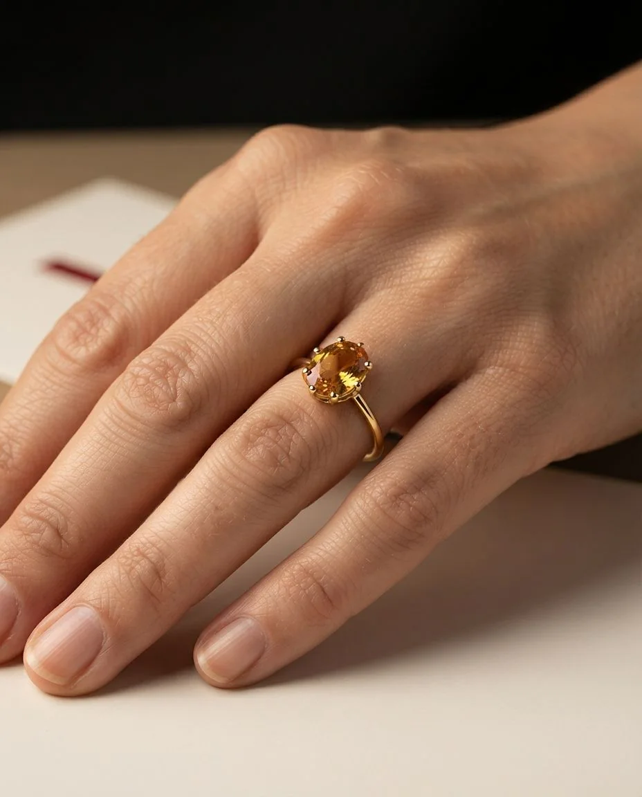 Ring 18 Karat Gelbgold · getragen
