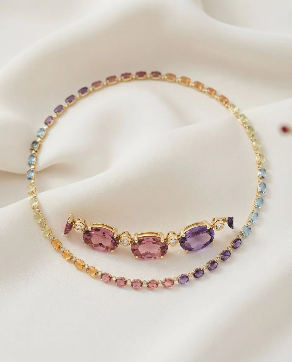 Collier 18 Karat Gelbgold · drapiert