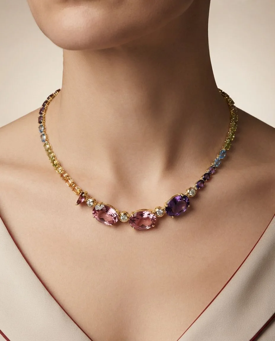 Collier 18 Karat Gelbgold · getragen