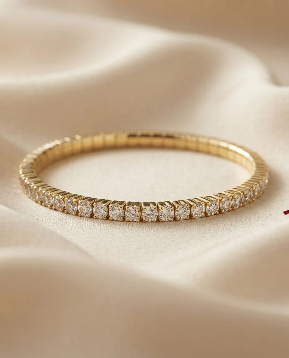 Armband 4er-Krappe 18 Karat Gelbgold, Flex-Band, variabel · drapiert