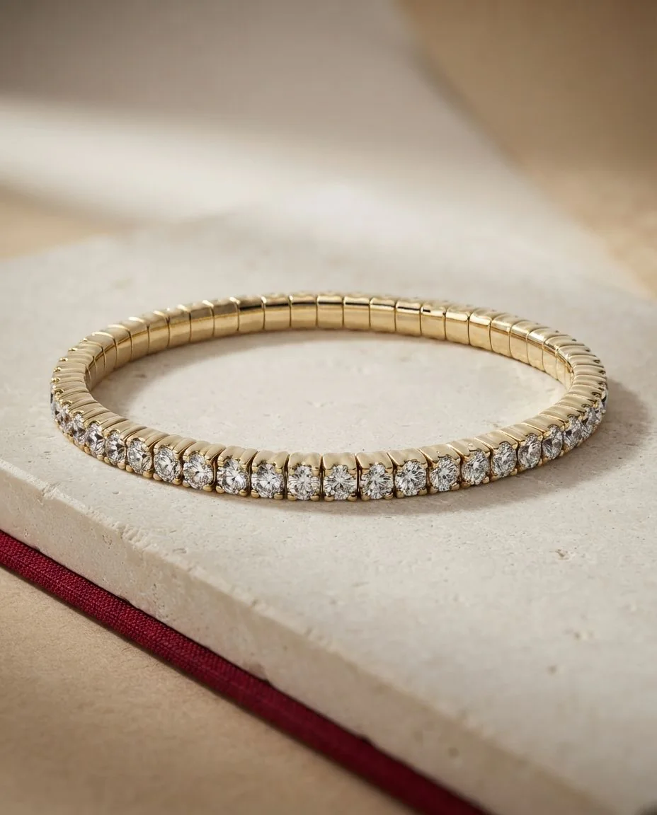 Armband 4er-Krappe 18 Karat Gelbgold, Flex-Band, variabel · drapiert