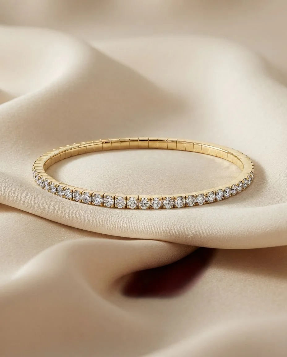 Armband 4er-Krappe 18 Karat Gelbgold, Flex-Band, variabel · drapiert