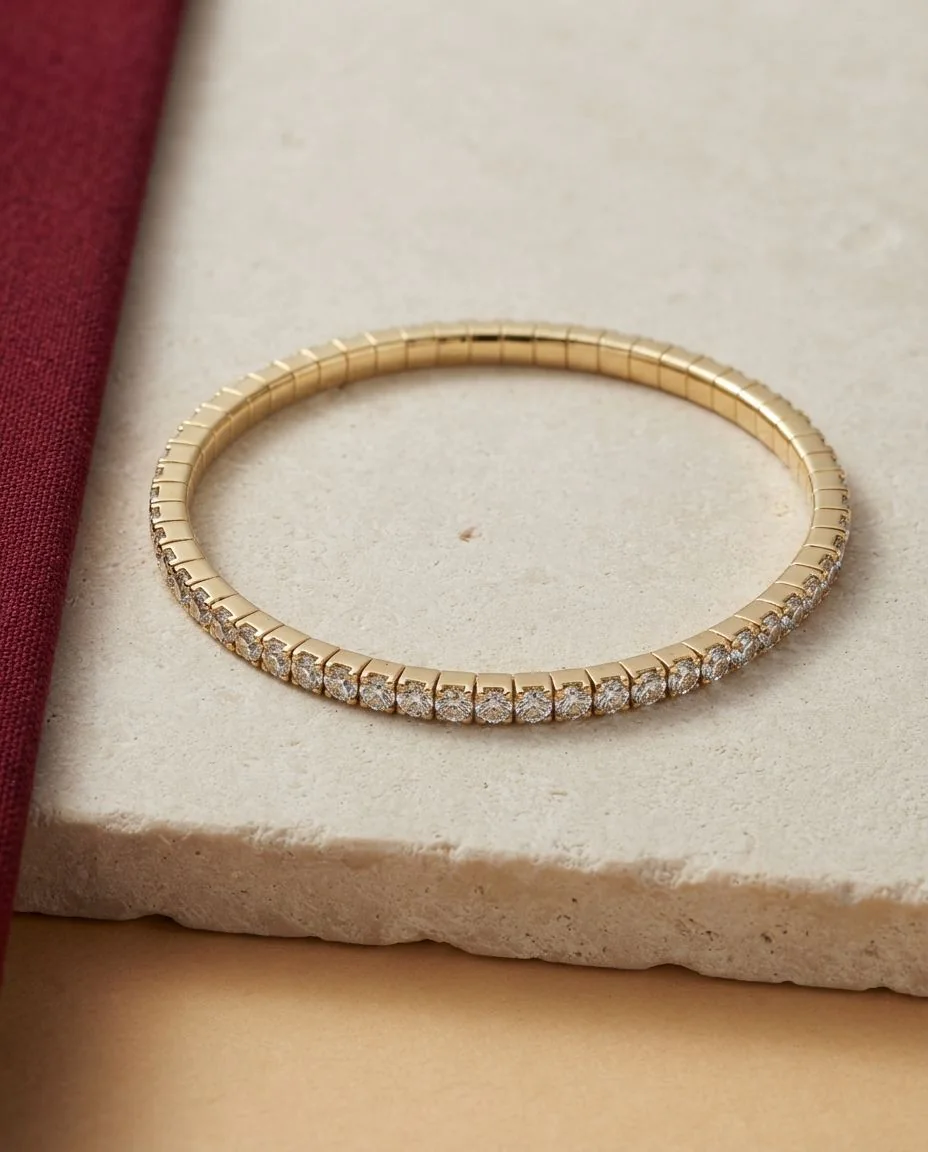 Armband 4er-Krappe 18 Karat Gelbgold, Flex-Band, variabel · drapiert