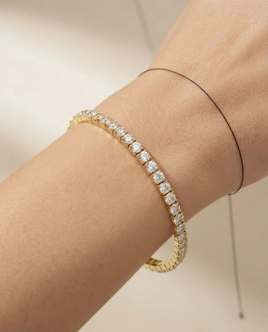Armband 4er-Krappe 18 Karat Gelbgold, Flex-Band, variabel · getragen