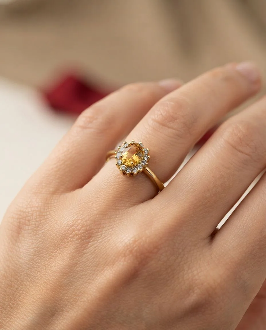Ring 18 Karat Gelbgold · getragen