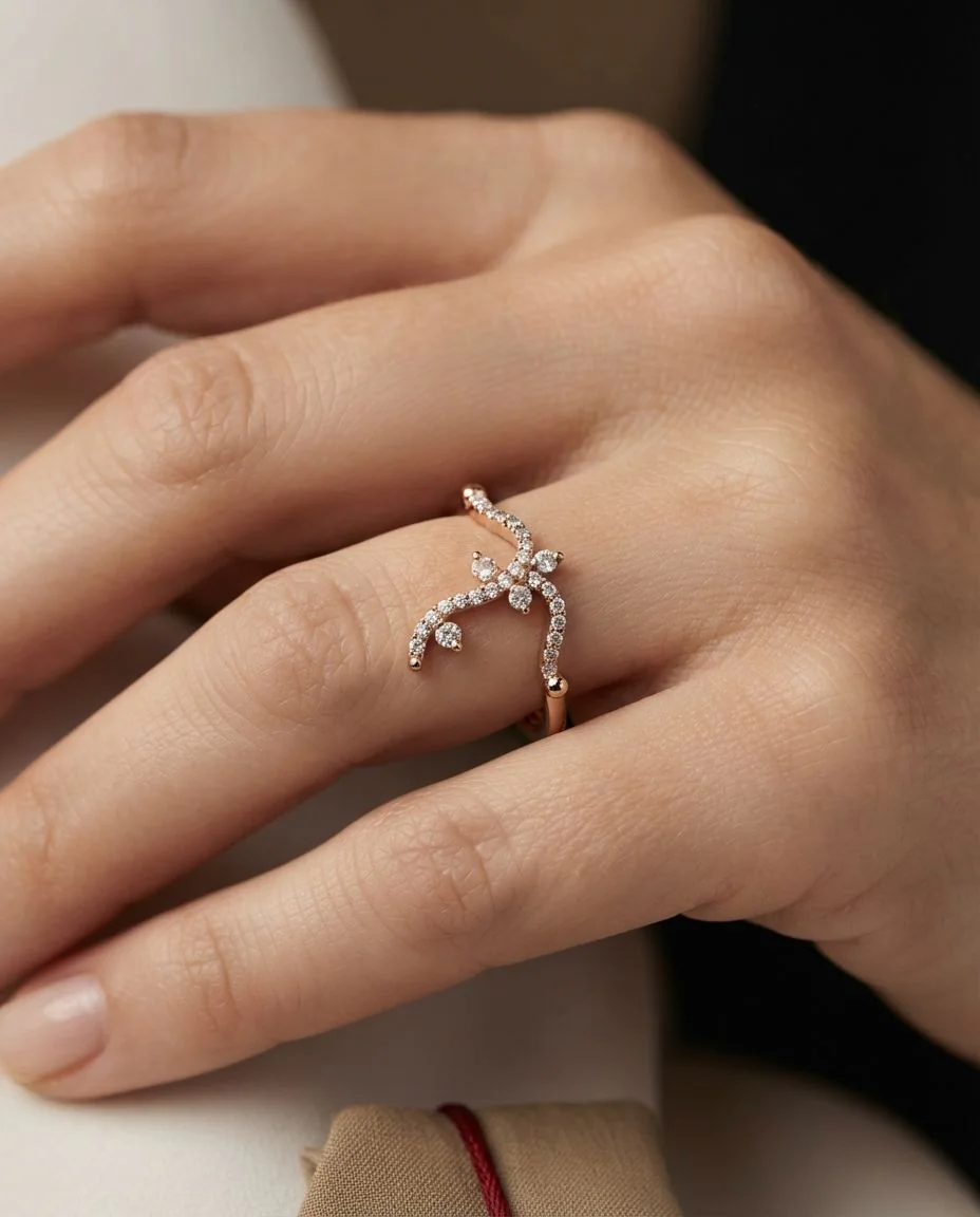 Ring 14 Karat Roségold · getragen