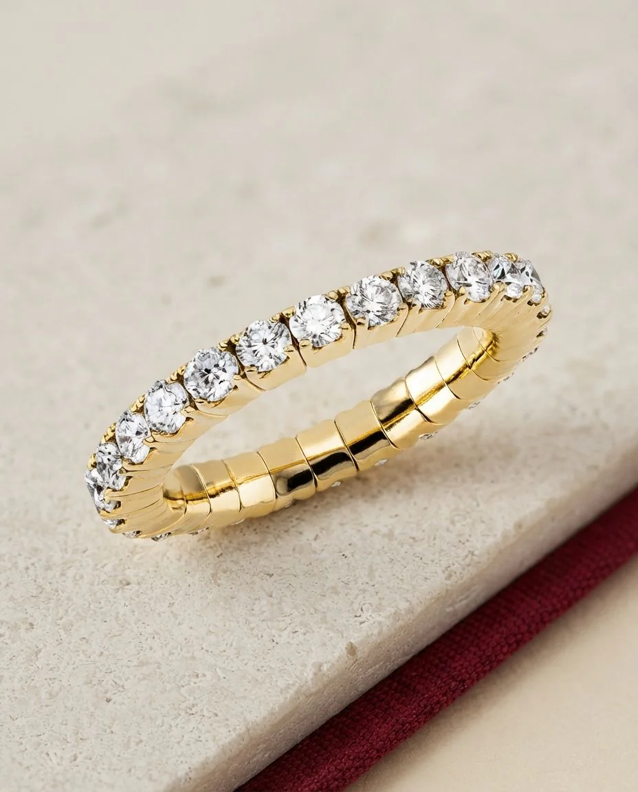 Ring 4er-Krappe 18 Karat Gelbgold, Flex-Band, variabel · drapiert
