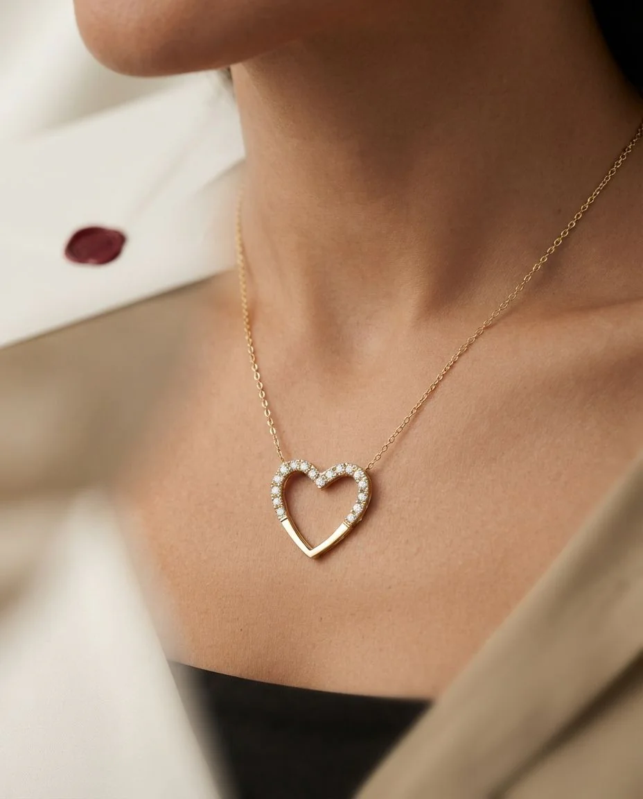 Anhänger 18 Karat Gelbgold Herz · getragen