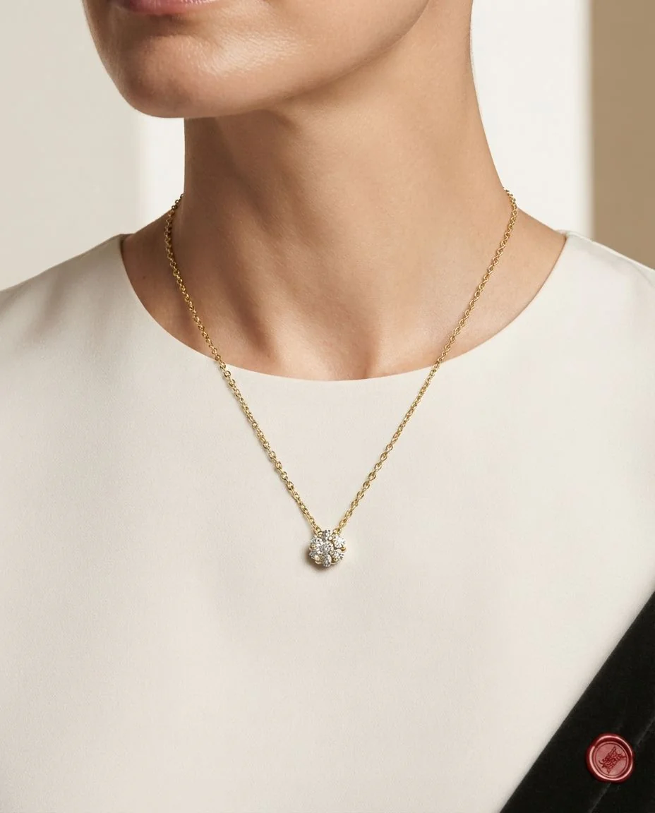 Collier 14 Karat Gelbgold · getragen