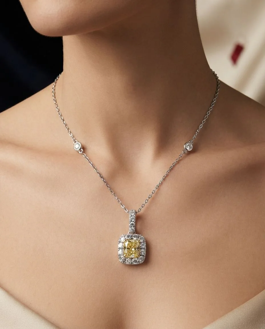 Collier 18 Karat Bicolor, mit ZÖ 40 cm + 43 cm · getragen