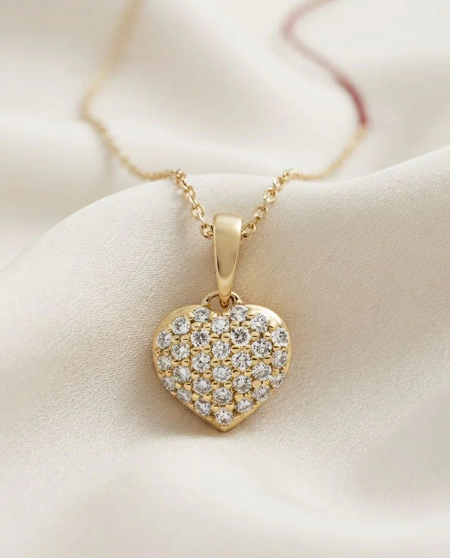 Collier 18 Karat Gelbgold Herz, mit Öse · drapiert