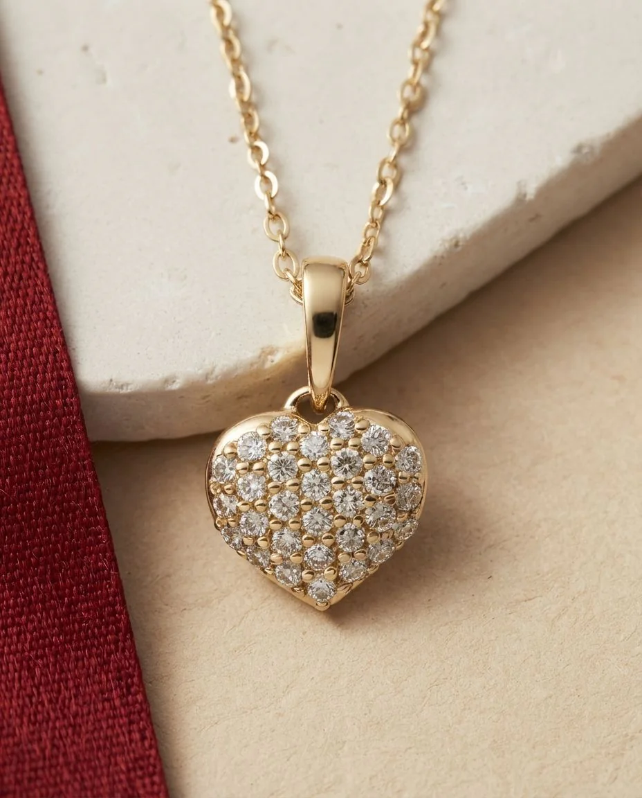 Collier 18 Karat Gelbgold Herz, mit Öse · drapiert