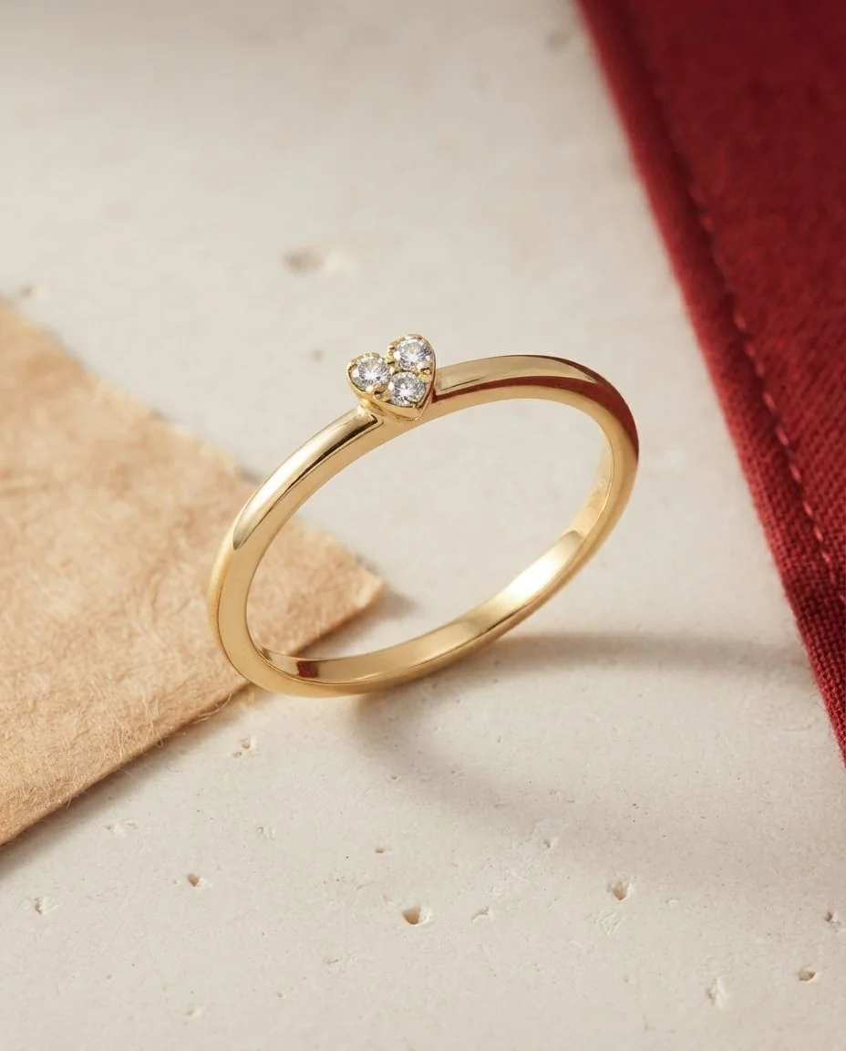 Ring 18 Karat Gelbgold Herz · drapiert