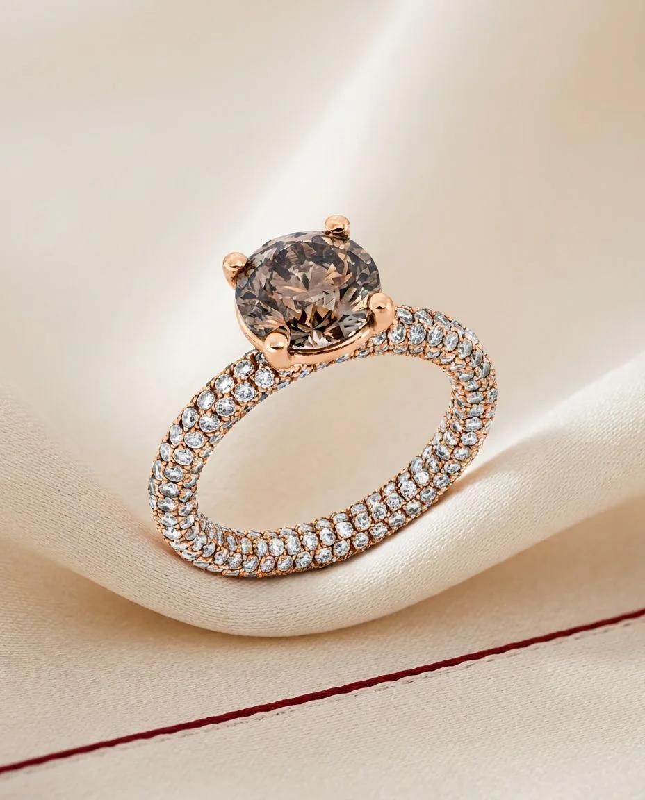 Ring 4er-Krappe 18 Karat Roségold, GIA2225178942 · drapiert