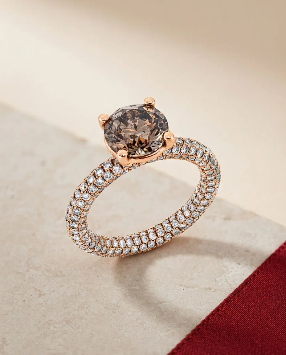 Ring 4er-Krappe 18 Karat Roségold, GIA2225178942 · drapiert