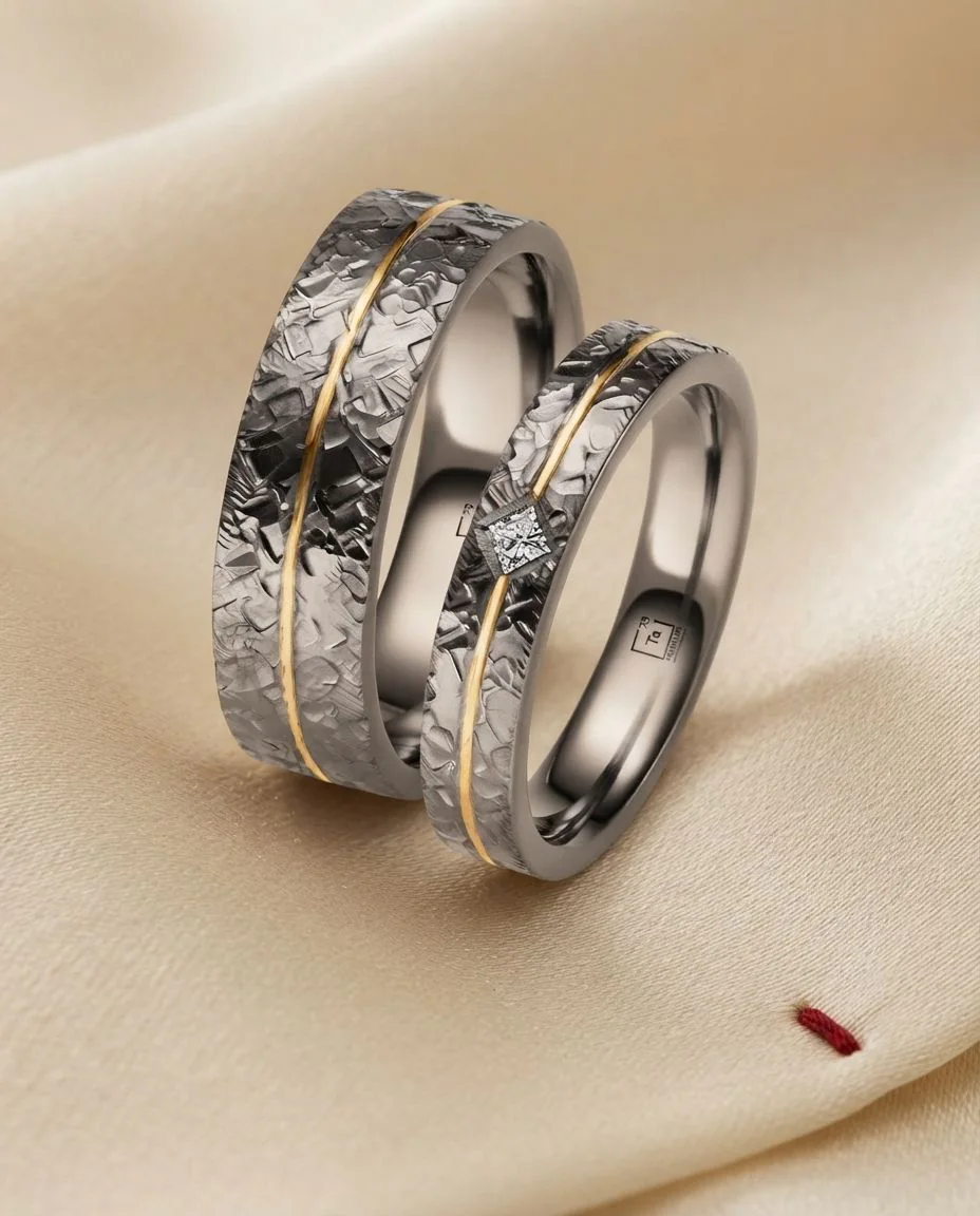 Eheringe Tantal Gold Hammerschlag Shine Prinzess TA89 & TA90 · drapiert