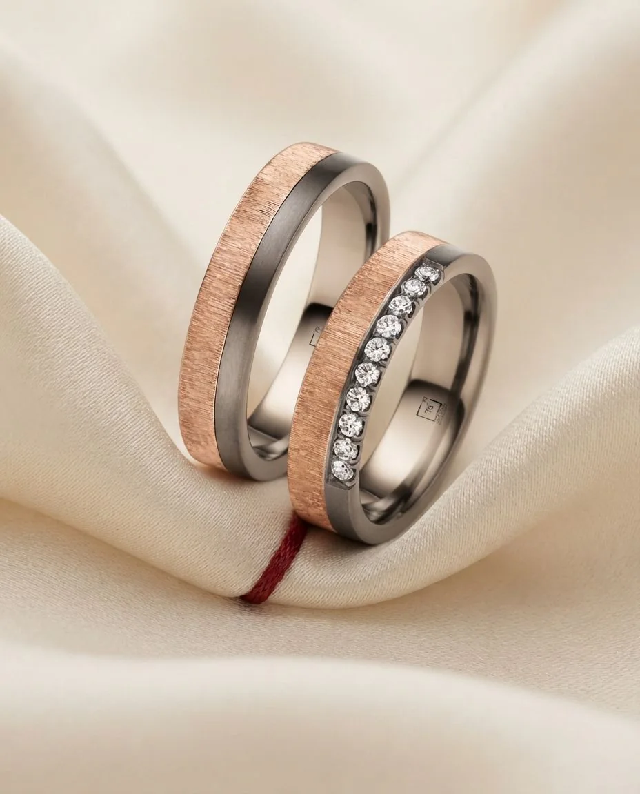 Eheringe Tantal Rotgold handgemacht TA65 & TA66 · drapiert
