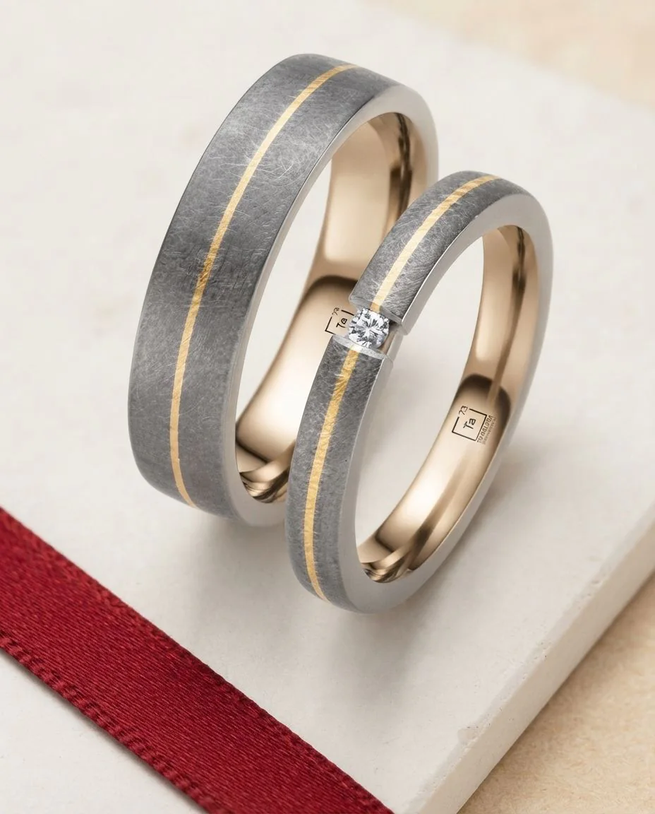 Eheringe Tantal Gold Eismatt TA51 & TA52 · drapiert