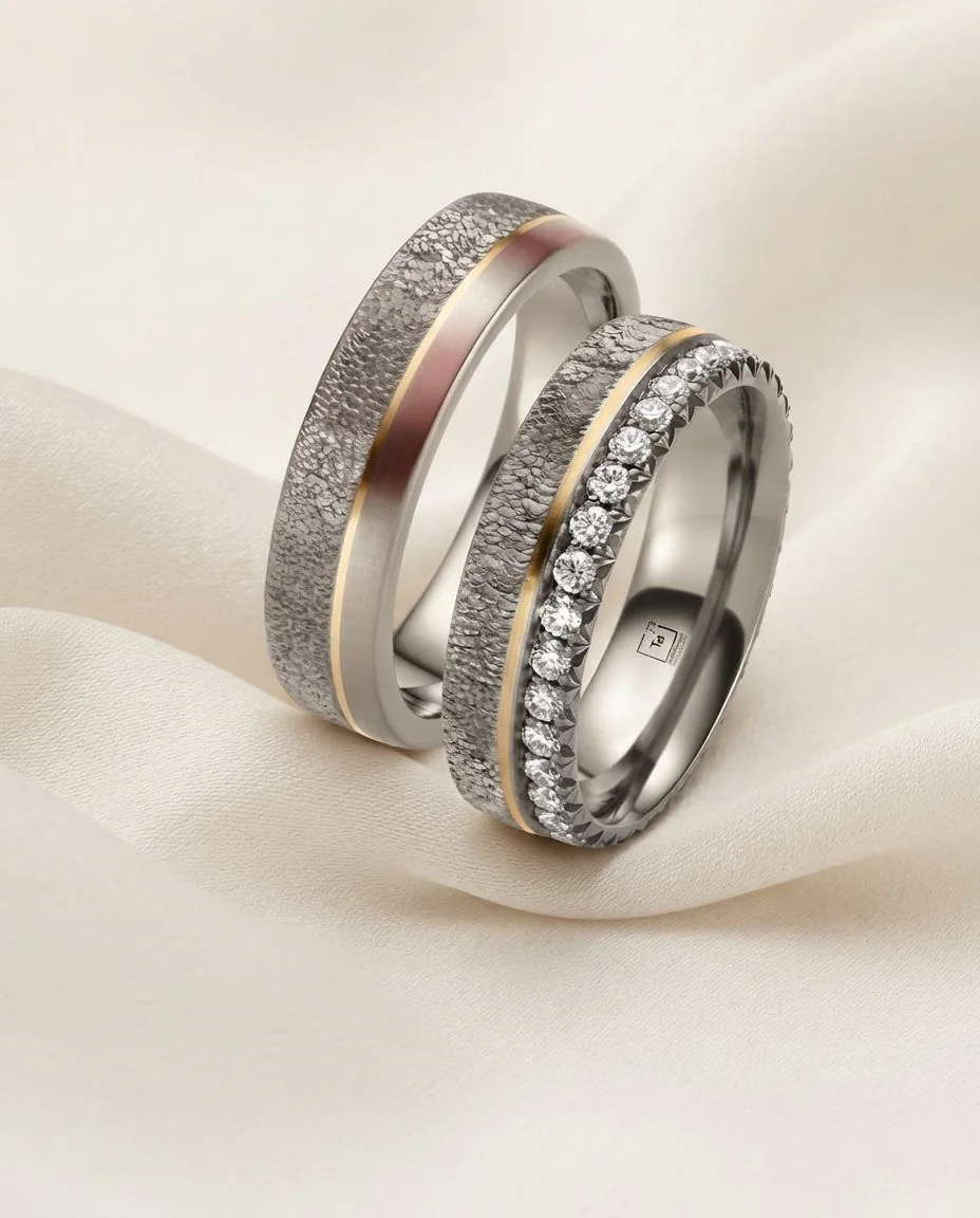 Tantal Eheringe Gold Drachenhaut Memoirering TA42 & TA44 · drapiert