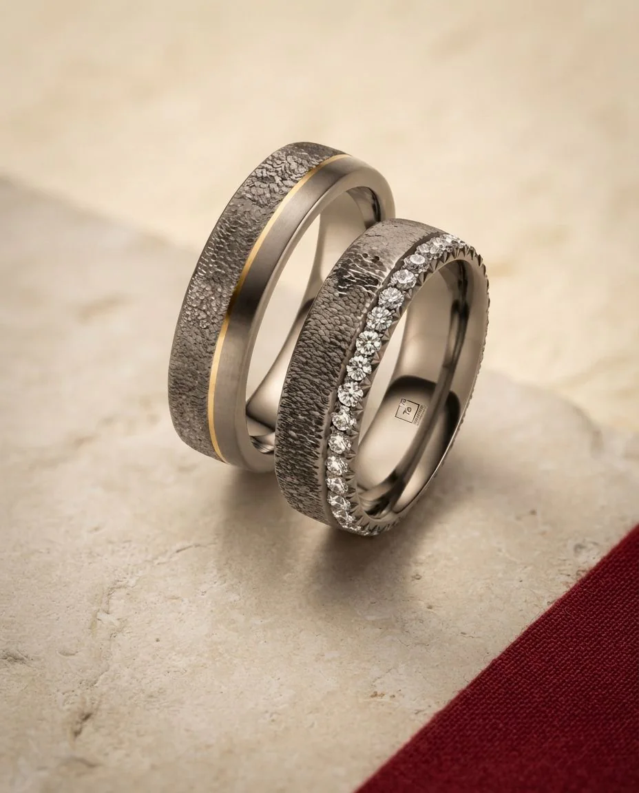 Tantal Eheringe Gold Drachenhaut Memoirering TA42 & TA44 · drapiert