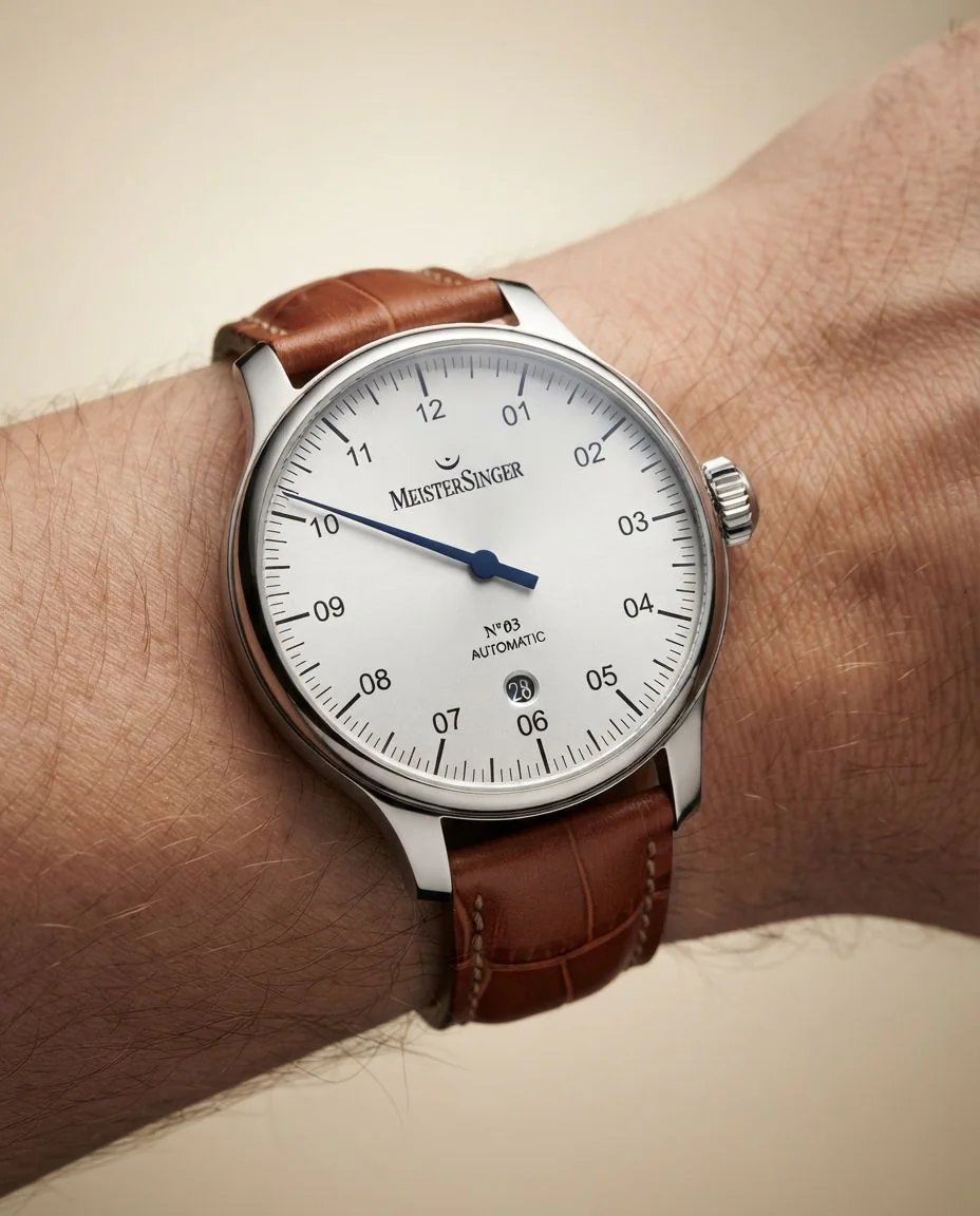 N° 03  40 mm Opalin-Silber · getragen