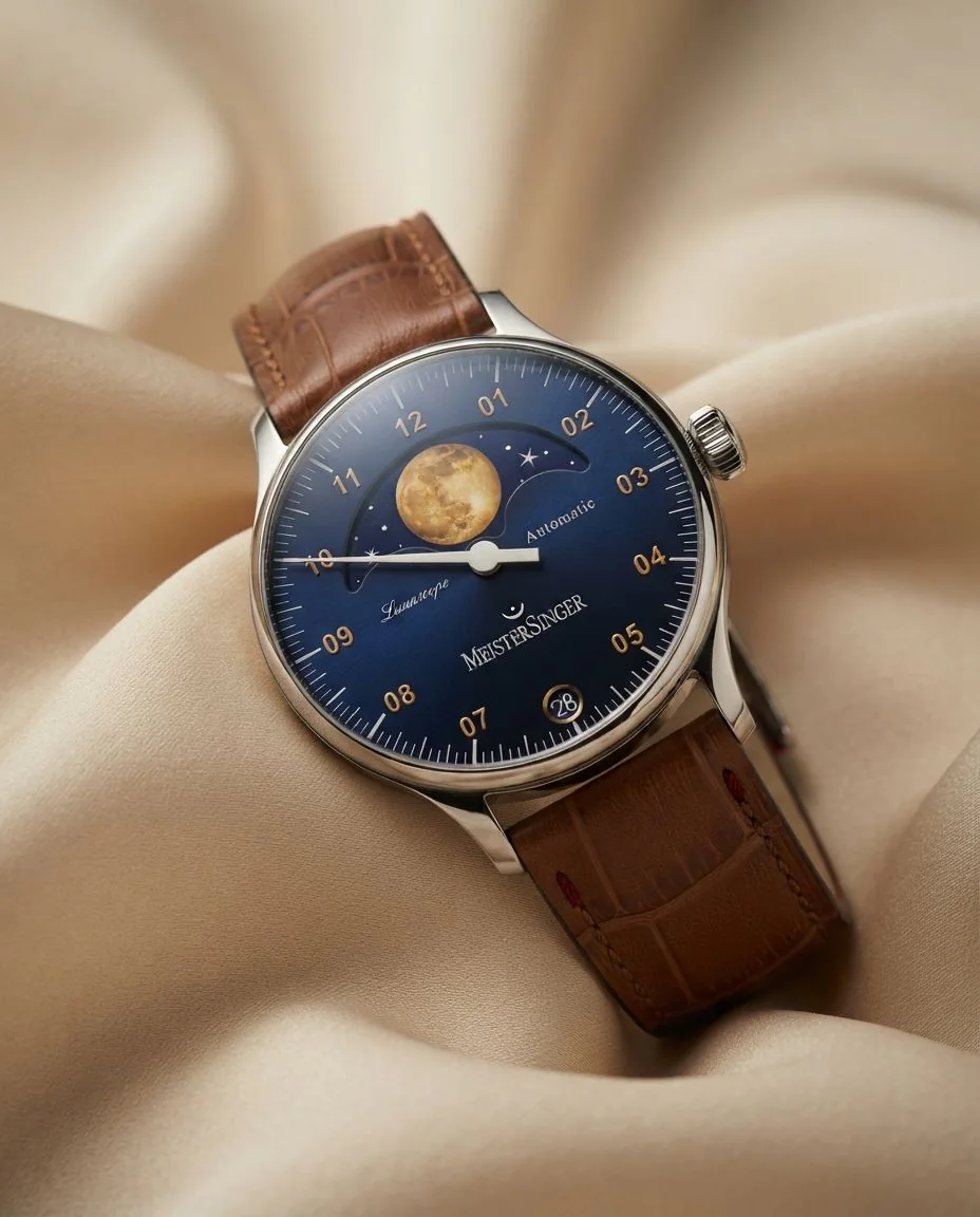 Lunascope Sonnenschliff Blau / Gold · drapiert