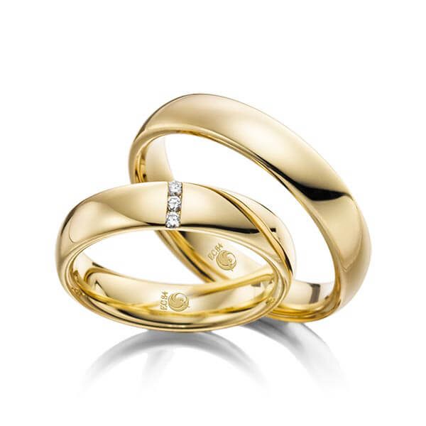 Paar Trauringe / Eheringe Gelbgold 585/- zus. 0,045 ct, tw, si - RU-1029-1