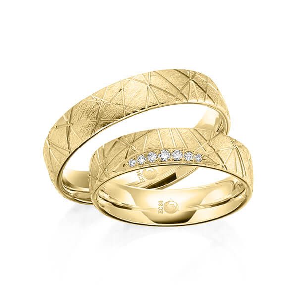 Paar Trauringe / Eheringe Gelbgold 585/- zus. 0,059 ct, tw, si - RU-1607-1