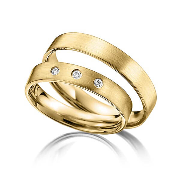 Paar Trauringe / Eheringe Gelbgold 585/- zus. 0,060 ct, tw, si - RU-1405-4