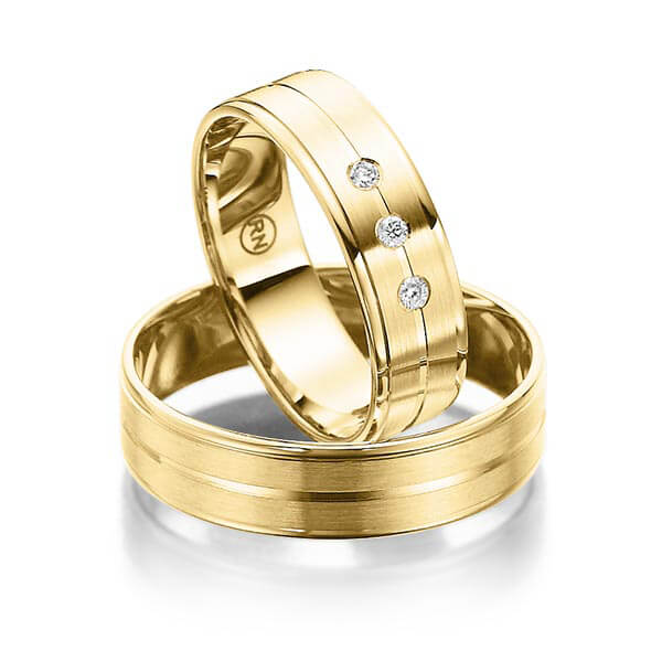 Paar Trauringe / Eheringe Gelbgold 585/- zus. 0,060 ct, tw, si - RU-1410-1