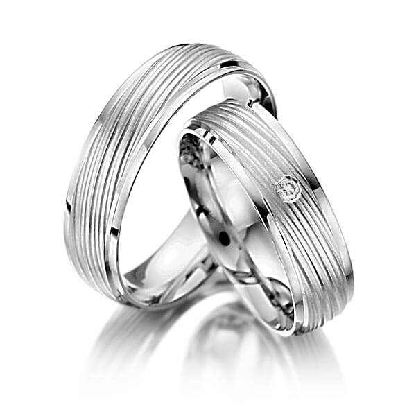 Paar Trauringe / Eheringe Graugold dunkel 585/- zus. 0,030 ct, tw, si - RU-1479-4