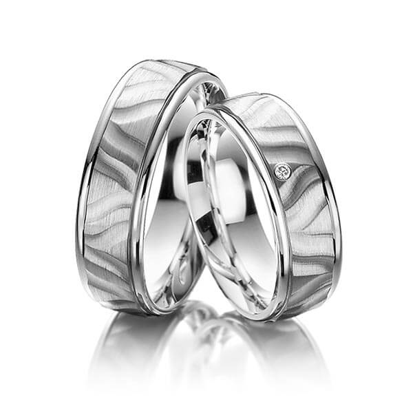 Paar Trauringe / Eheringe Platin 600/- zus. 0,020 ct, tw, si - RU-1101-1