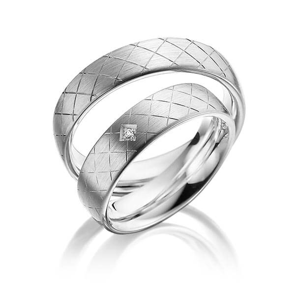 Paar Trauringe / Eheringe Platin 600/- zus. 0,020 ct, tw, si - RU-1106-5