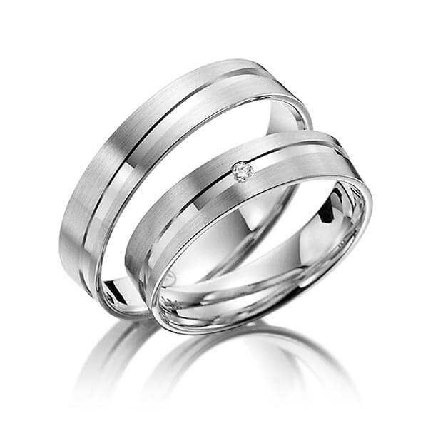 Paar Trauringe / Eheringe Platin 600/- zus. 0,020 ct, tw, si - RU-1132-6
