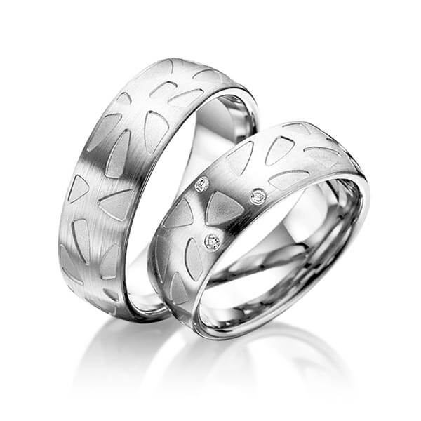 Paar Trauringe / Eheringe Platin 600/- zus. 0,030 ct, tw, si - RU-1481-4
