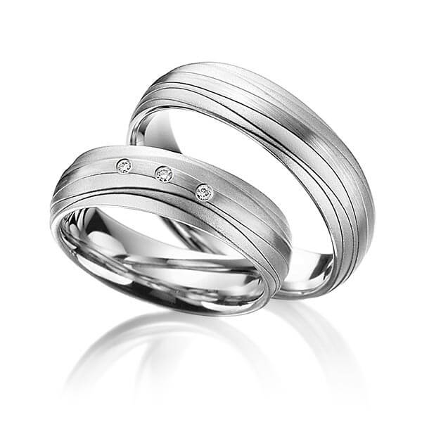 Paar Trauringe / Eheringe Platin 600/- zus. 0,030 ct, tw, si - RU-1486-4