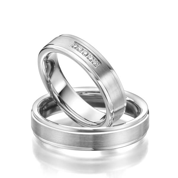 Paar Trauringe / Eheringe Platin 600/- zus. 0,050 ct, tw, si - RU-1175-5