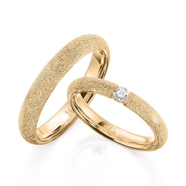 Paar Trauringe / Eheringe Roségold 585/- zus. 0,100 ct, tw, si - RU-1610-1