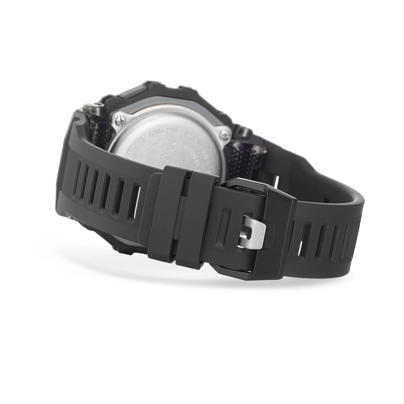 Rückansicht der G-SHOCK Armbanduhr GBD-200-1 mit Armband und Verschluss.